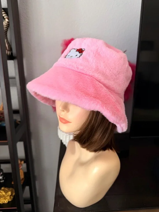 Hello Kitty Plush Pink Bucket Hat with Embroidered Hello Kitty - Picture 9 of 13